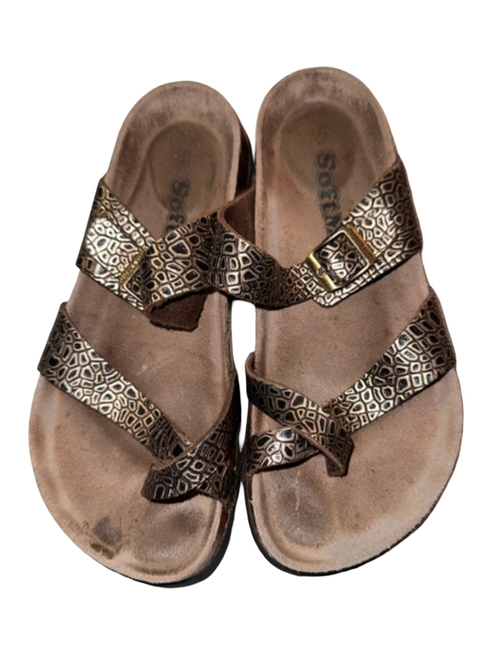 SoftMoc Slip Slide On Sandals Metallic Bronze Pattern Shoes Comfy Size 6